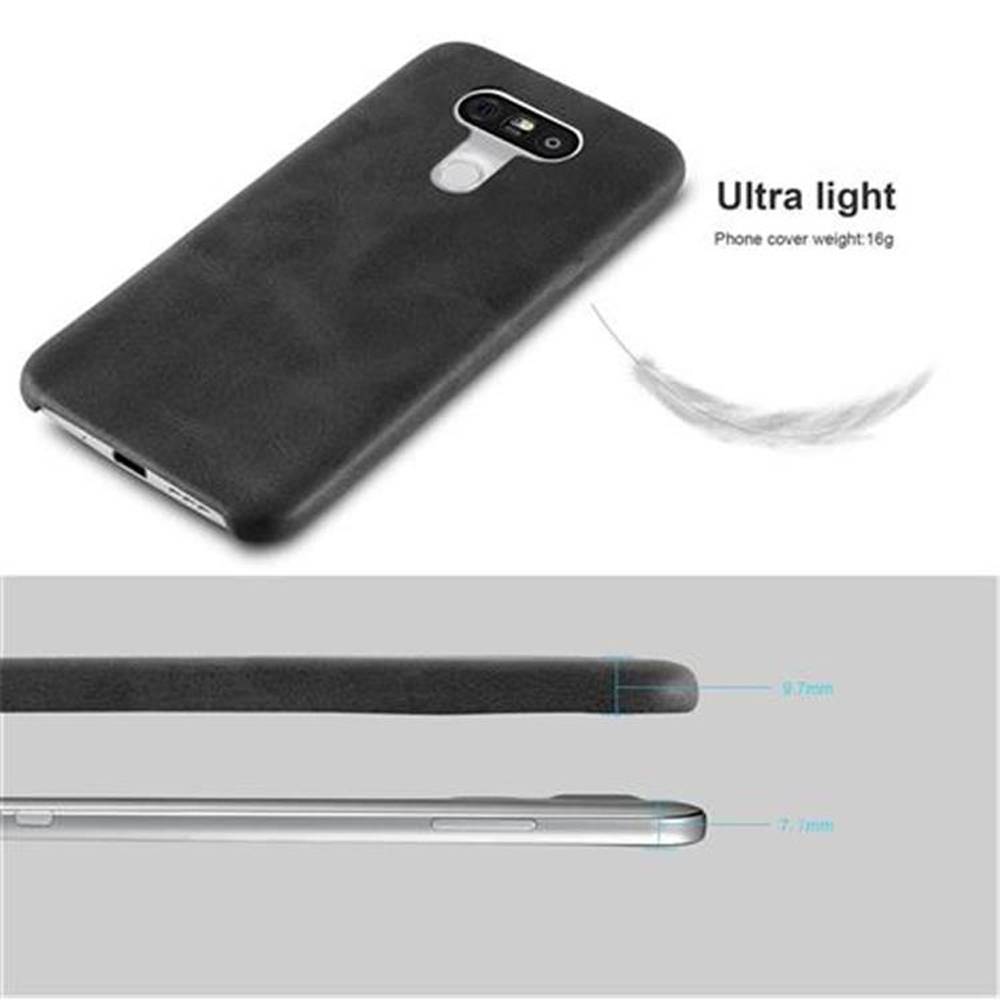Cadorabo Schutzhülle für LG G5 Hülle in Schwarz Hard Case Handyhülle Kunstleder Etui