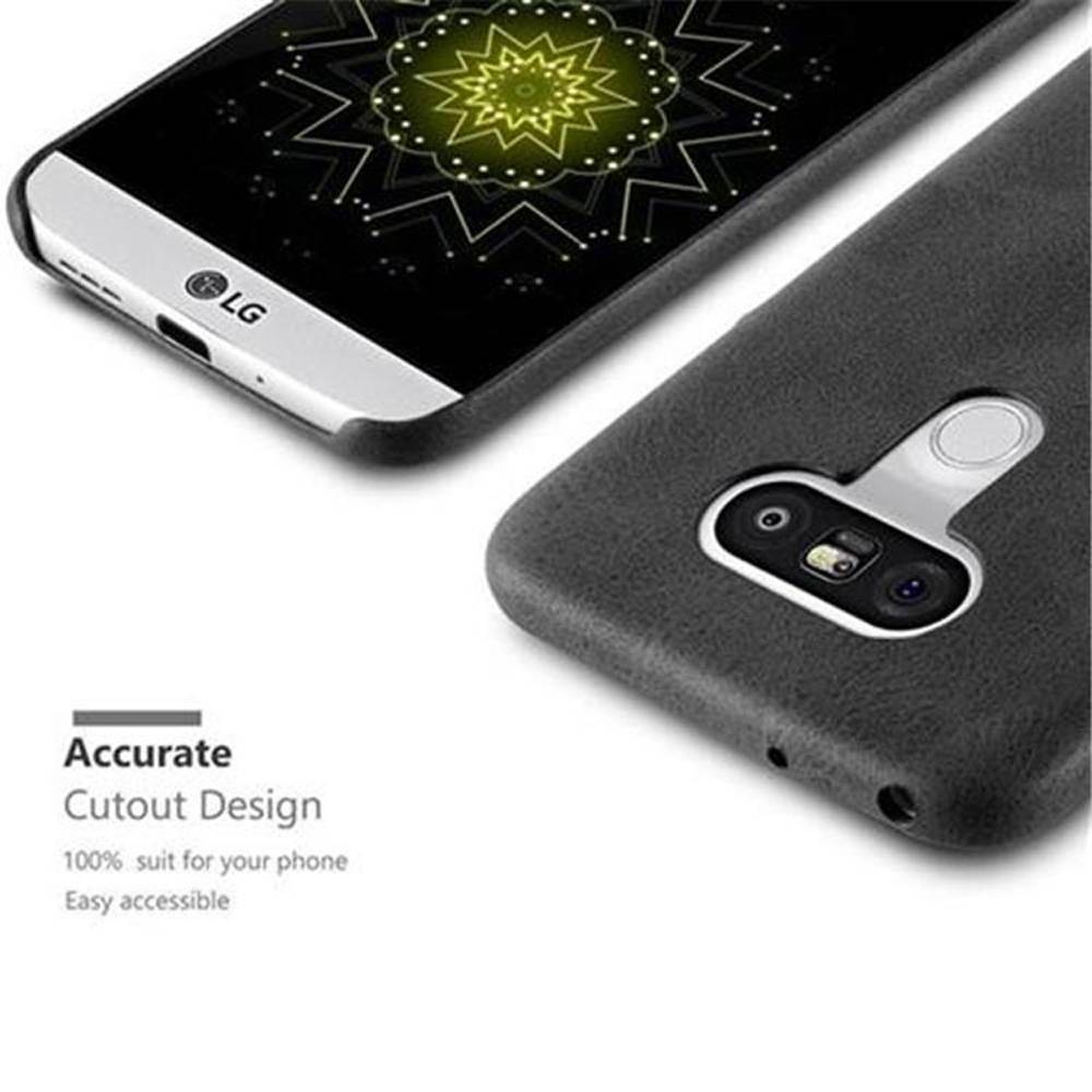 Cadorabo Schutzhülle für LG G5 Hülle in Schwarz Hard Case Handyhülle Kunstleder Etui