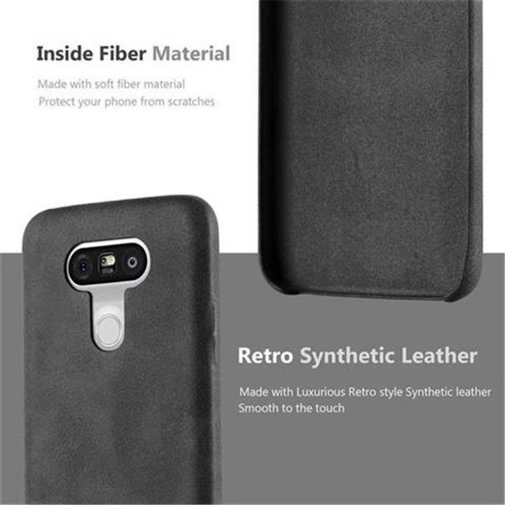 Cadorabo Schutzhülle für LG G5 Hülle in Schwarz Hard Case Handyhülle Kunstleder Etui