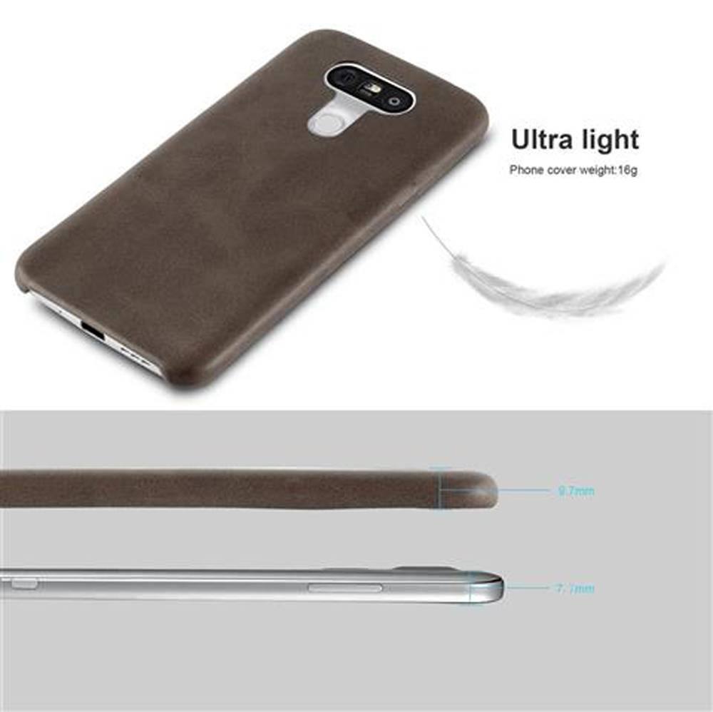 Cadorabo Schutzhülle für LG G5 Hülle in Braun Hard Case Handyhülle Kunstleder Etui