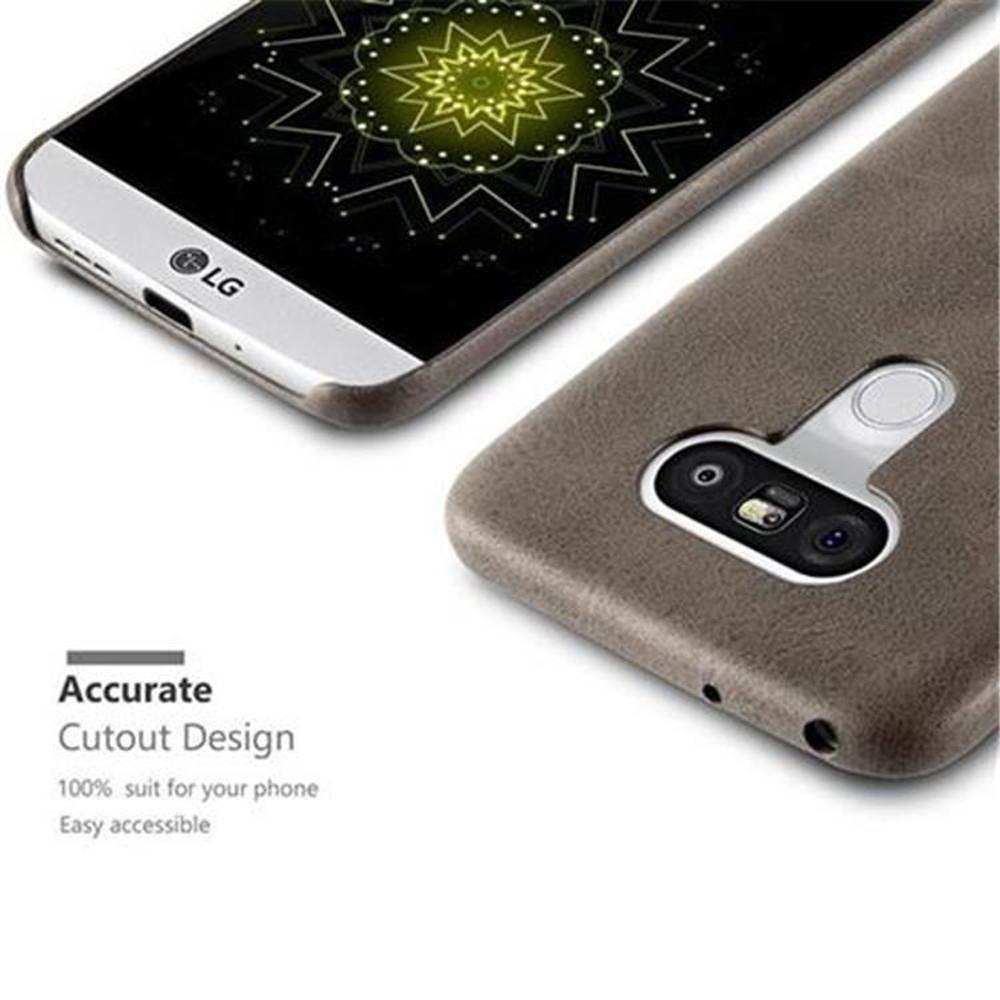 Cadorabo Schutzhülle für LG G5 Hülle in Braun Hard Case Handyhülle Kunstleder Etui