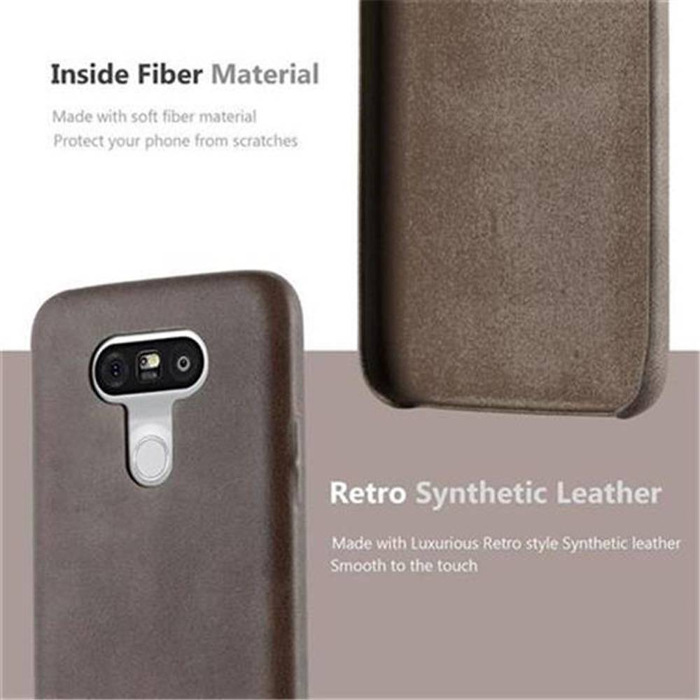 Cadorabo Schutzhülle für LG G5 Hülle in Braun Hard Case Handyhülle Kunstleder Etui