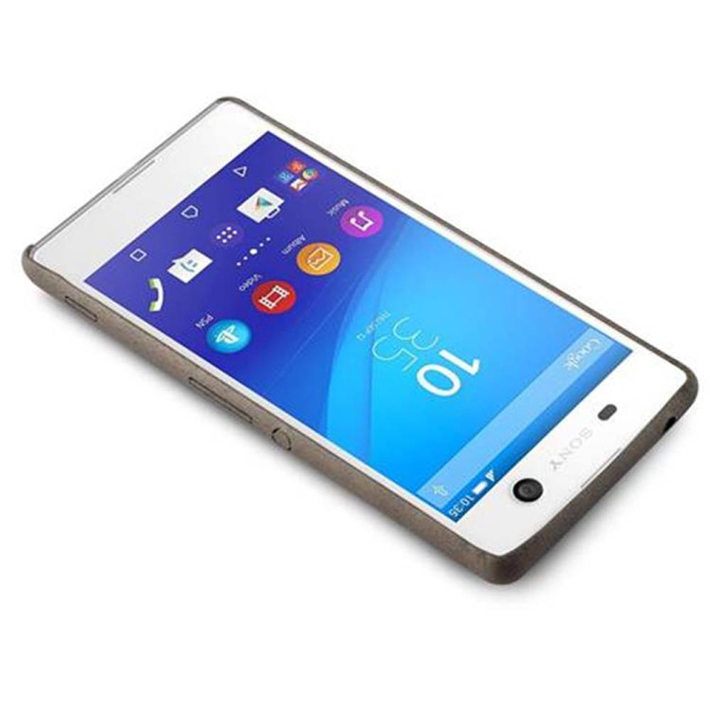 Cadorabo Schutzhülle für Sony Xperia M5 Hülle in Braun Hard Case Handyhülle Kunstleder Etui