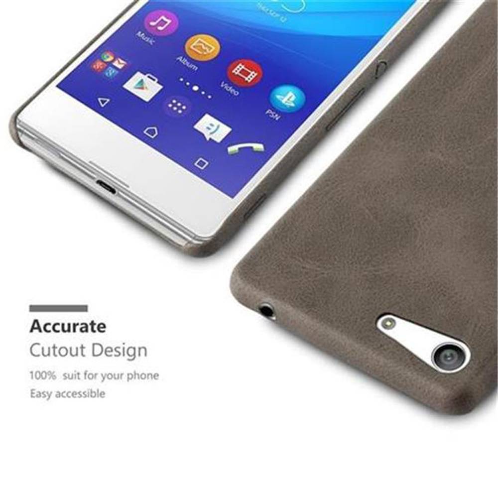 Cadorabo Schutzhülle für Sony Xperia M5 Hülle in Braun Hard Case Handyhülle Kunstleder Etui