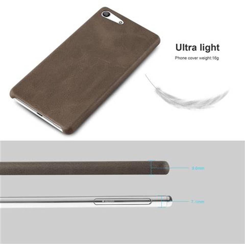 Cadorabo Schutzhülle für Sony Xperia M5 Hülle in Braun Hard Case Handyhülle Kunstleder Etui