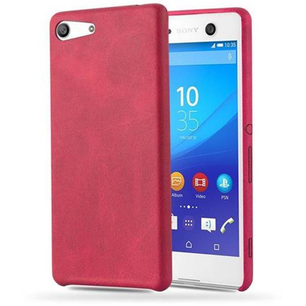 Cadorabo Schutzhülle für Sony Xperia M5 Hülle in Rot Hard Case Handyhülle Kunstleder Etui