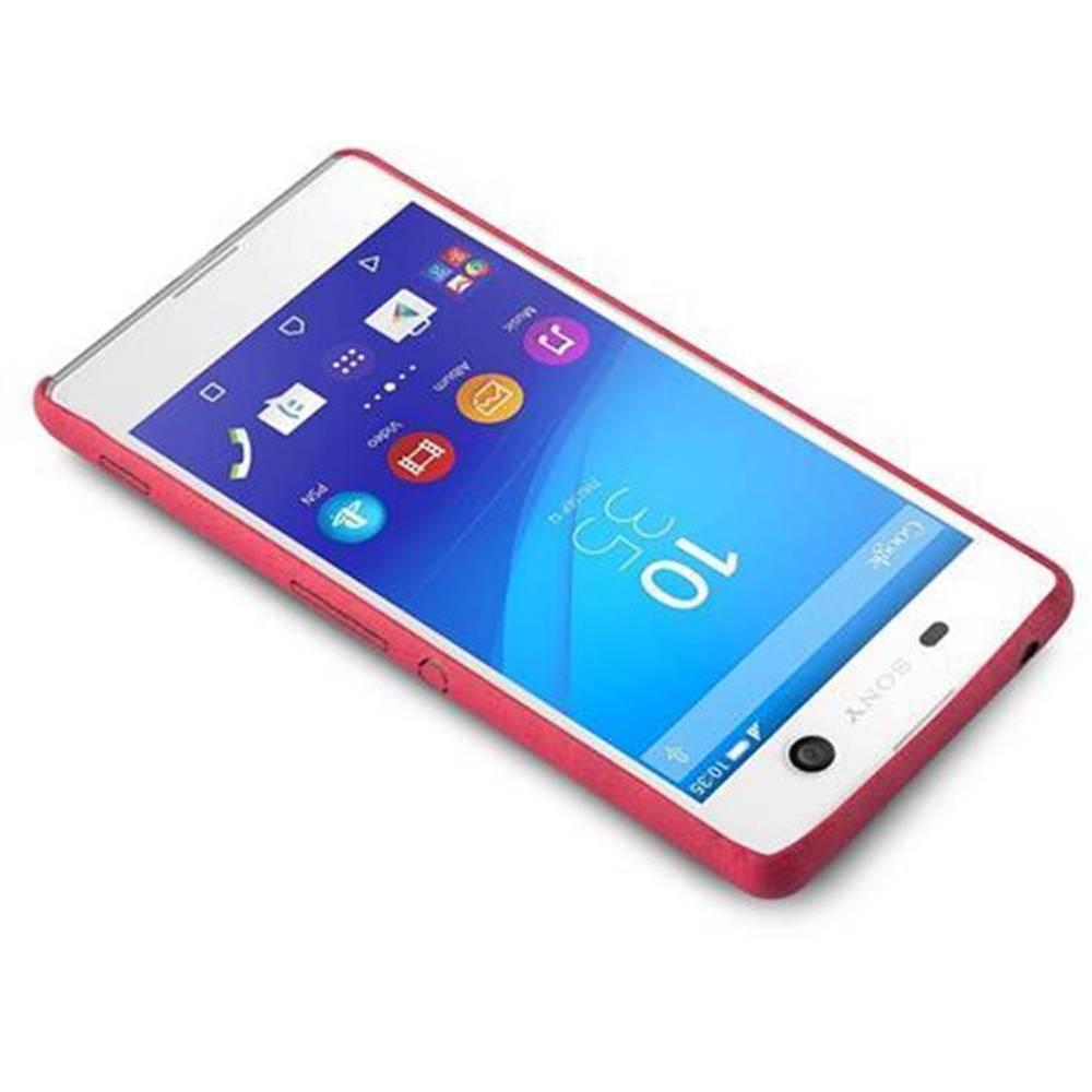 Cadorabo Schutzhülle für Sony Xperia M5 Hülle in Rot Hard Case Handyhülle Kunstleder Etui