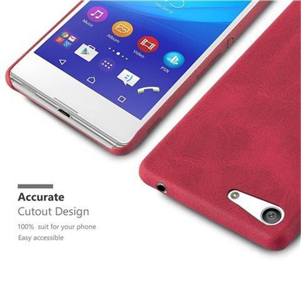 Cadorabo Schutzhülle für Sony Xperia M5 Hülle in Rot Hard Case Handyhülle Kunstleder Etui