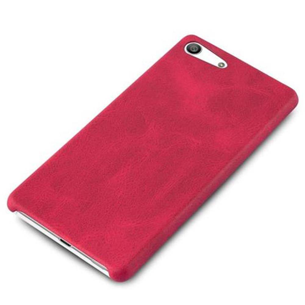 Cadorabo Schutzhülle für Sony Xperia M5 Hülle in Rot Hard Case Handyhülle Kunstleder Etui