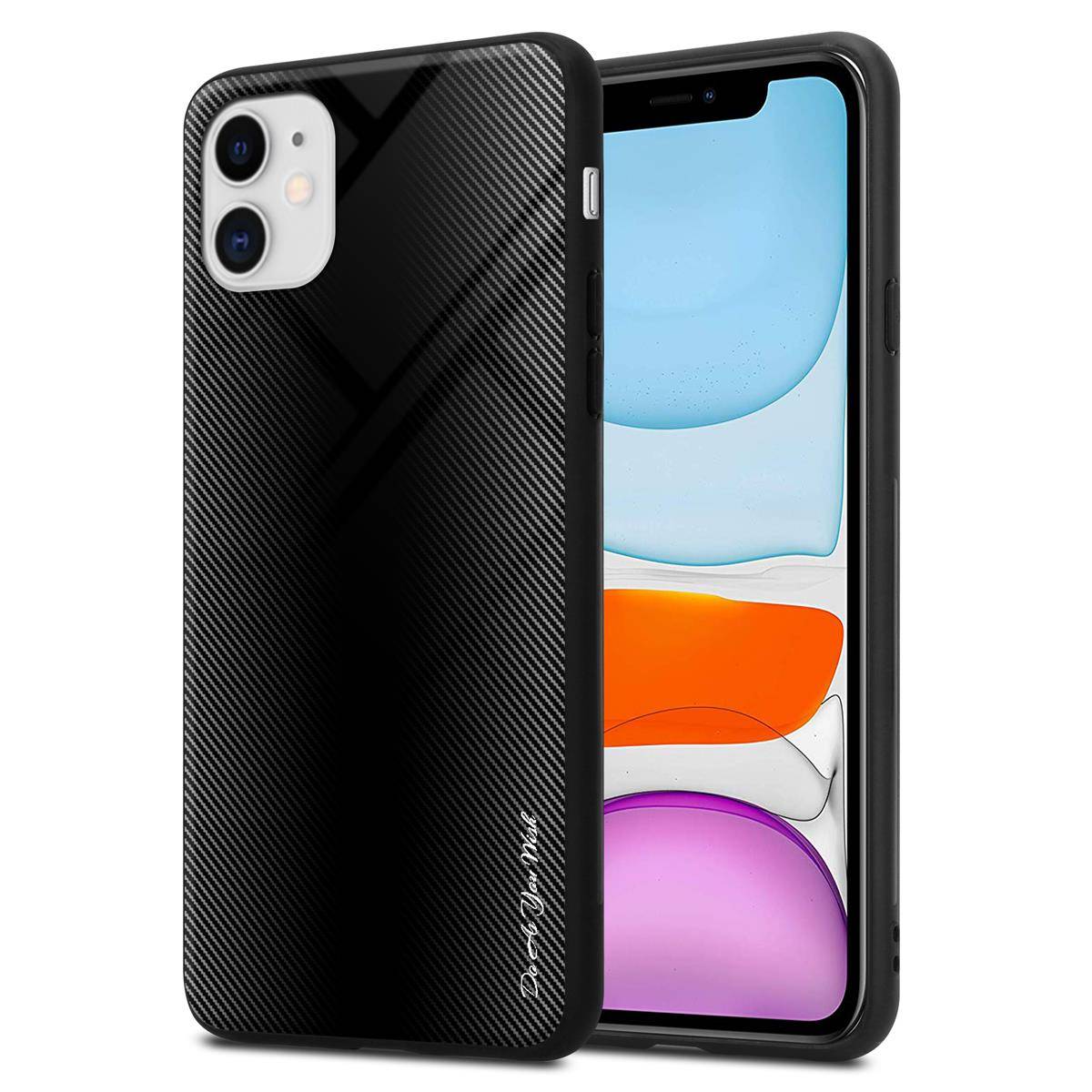 Cadorabo Hülle für Apple iPhone 11 Schutz Hülle in Schwarz Handyhülle TPU Etui Cover Case Tempered Glas