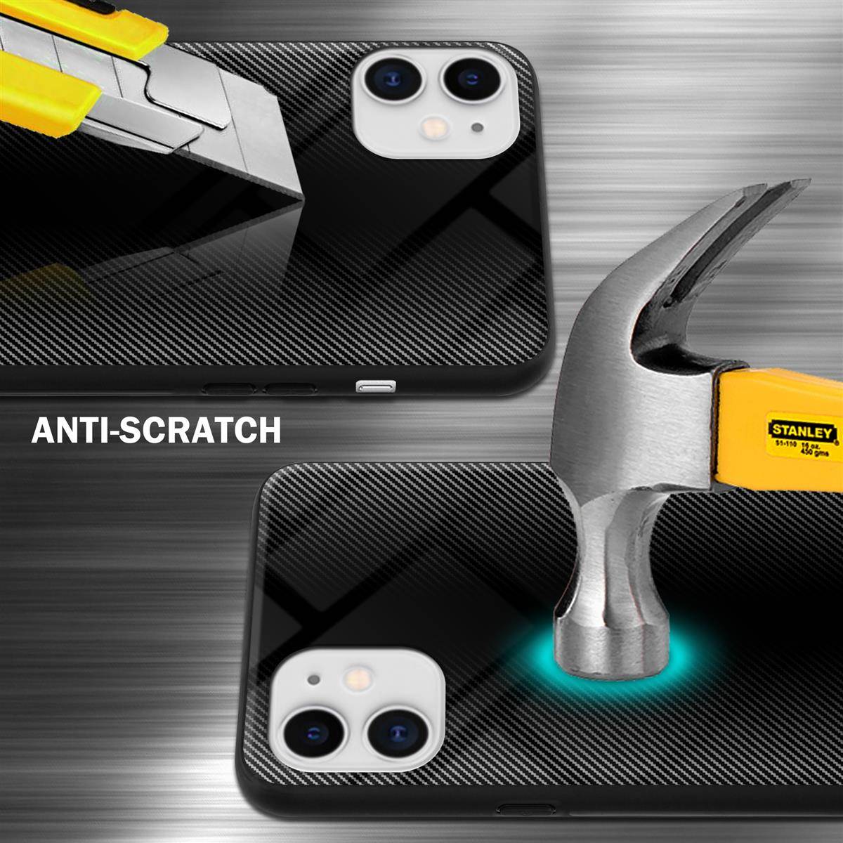 Cadorabo Hülle für Apple iPhone 11 Schutz Hülle in Schwarz Handyhülle TPU Etui Cover Case Tempered Glas