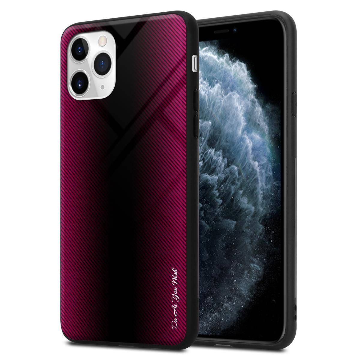 Cadorabo Hülle für Apple iPhone 11 PRO Schutz Hülle in Pink Handyhülle TPU Etui Cover Case Tempered Glas