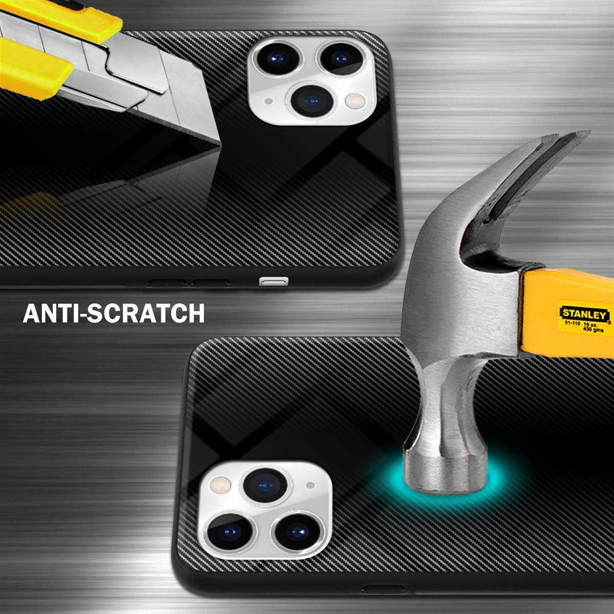 Cadorabo Hülle für Apple iPhone 11 PRO MAX Schutz Hülle in Schwarz Handyhülle TPU Etui Cover Case Tempered Glas
