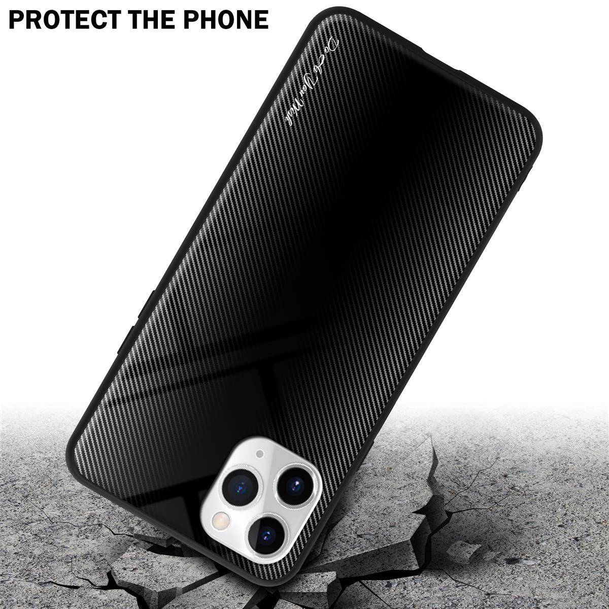 Cadorabo Hülle für Apple iPhone 11 PRO MAX Schutz Hülle in Schwarz Handyhülle TPU Etui Cover Case Tempered Glas
