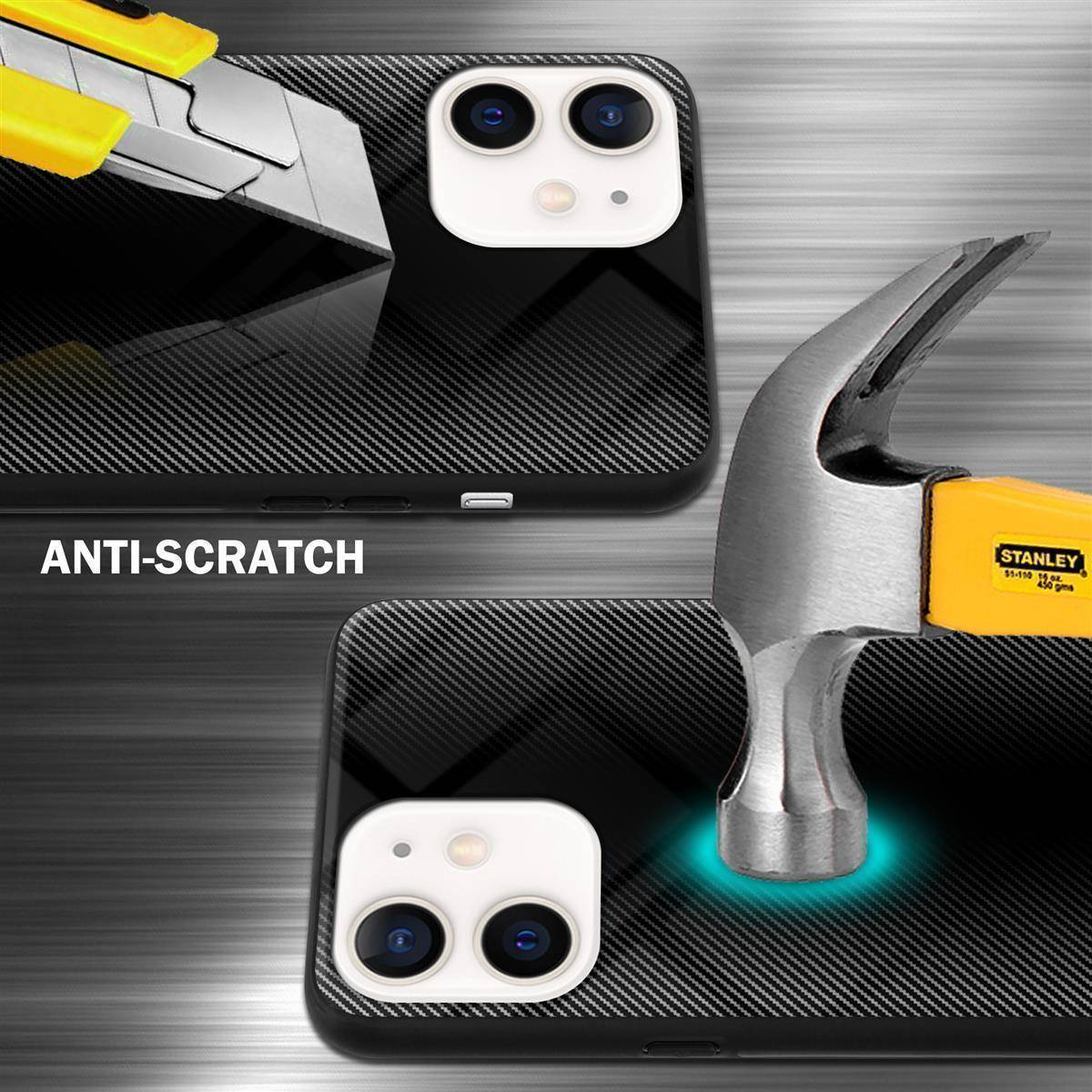 Cadorabo Hülle für Apple iPhone 12 MINI Schutz Hülle in Schwarz Handyhülle TPU Etui Cover Case Tempered Glas