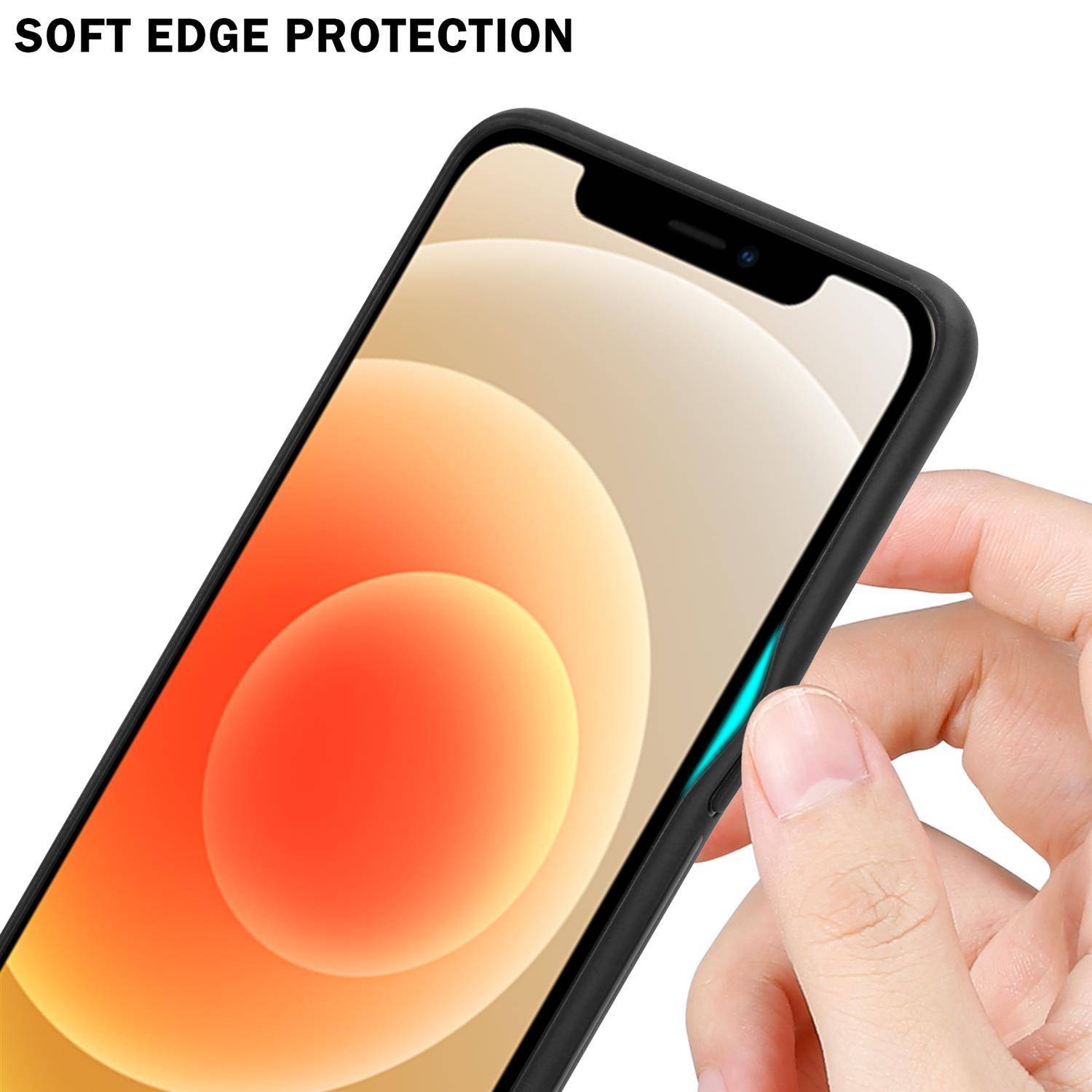 Cadorabo Hülle für Apple iPhone 12 MINI Schutz Hülle in Schwarz Handyhülle TPU Etui Cover Case Tempered Glas