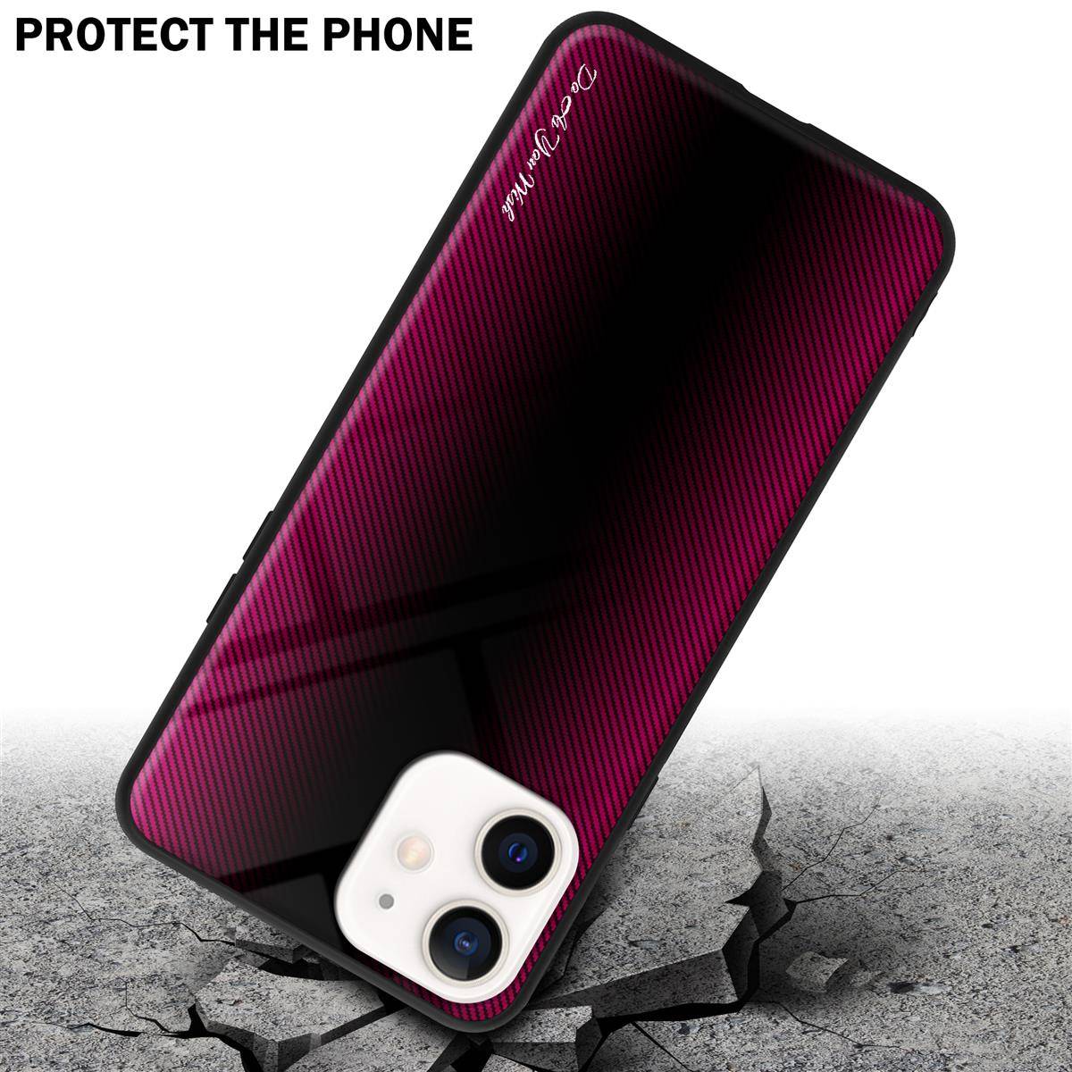 Cadorabo Hülle für Apple iPhone 12 MINI Schutz Hülle in Pink Handyhülle TPU Etui Cover Case Tempered Glas