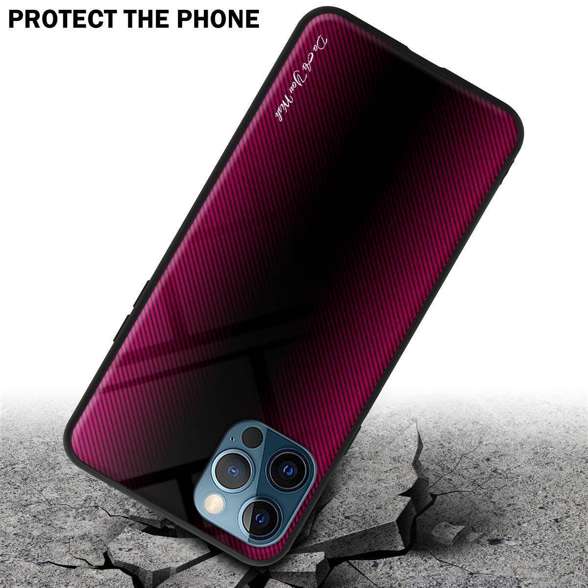 Cadorabo Hülle für Apple iPhone 12 PRO MAX Schutz Hülle in Pink Handyhülle TPU Etui Cover Case Tempered Glas