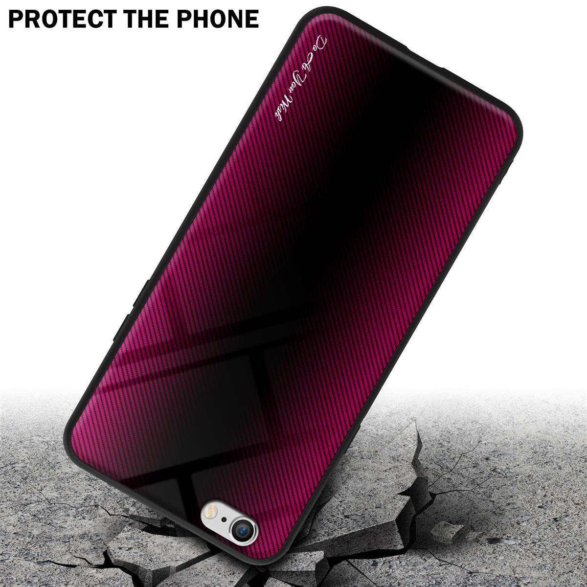 Cadorabo Hülle für Apple iPhone 6 / 6S Schutz Hülle in Pink Handyhülle TPU Etui Cover Case Tempered Glas