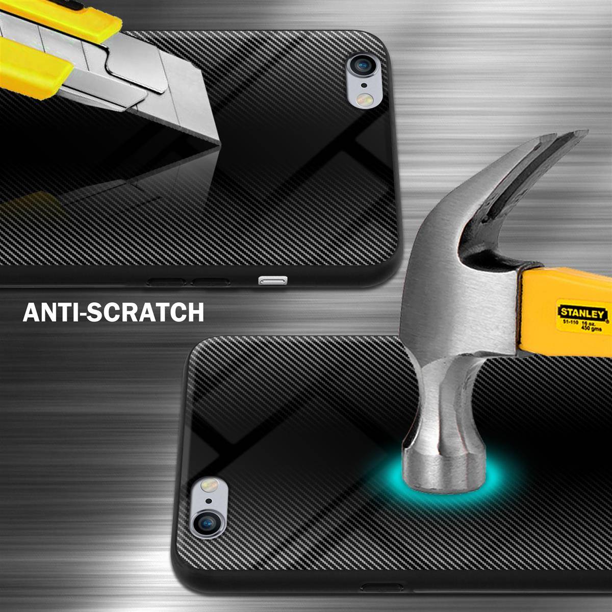 Cadorabo Hülle für Apple iPhone 6 PLUS / 6S PLUS Schutz Hülle in Schwarz Handyhülle TPU Etui Cover Case Tempered Glas