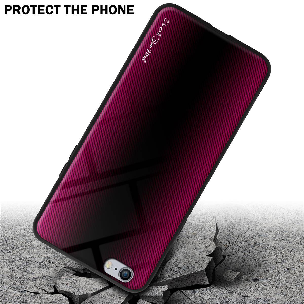 Cadorabo Hülle für Apple iPhone 6 PLUS / 6S PLUS Schutz Hülle in Pink Handyhülle TPU Etui Cover Case Tempered Glas