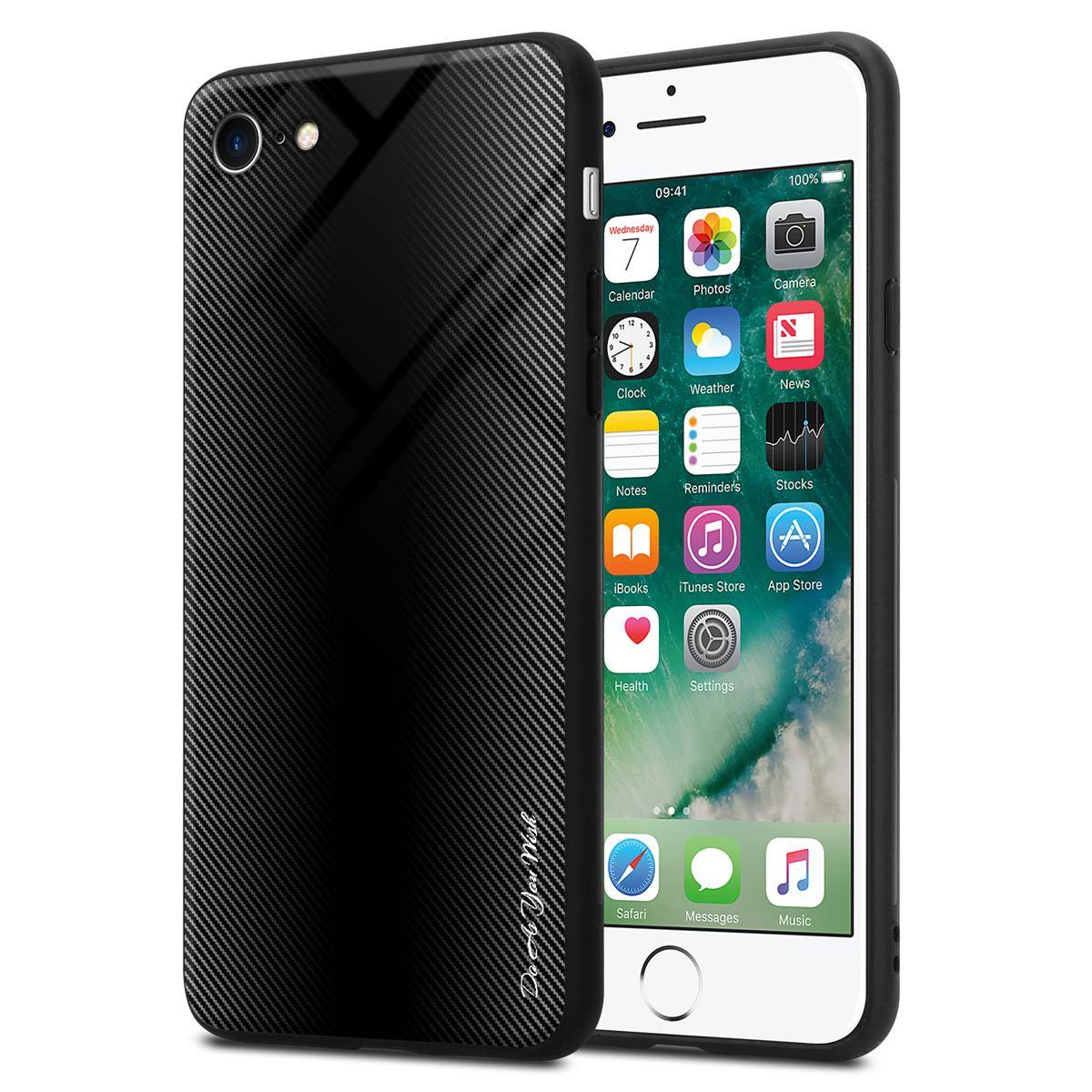 Cadorabo Hülle für Apple iPhone 7 / 7S / 8 / SE 2020 Schutz Hülle in Schwarz Handyhülle TPU Etui Cover Case Tempered