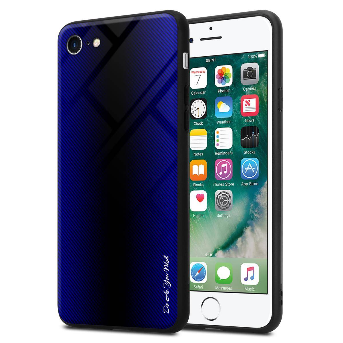Cadorabo Hülle für Apple iPhone 7 / 7S / 8 / SE 2020 Schutz Hülle in Lila Handyhülle TPU Etui Cover Case Tempered Glas