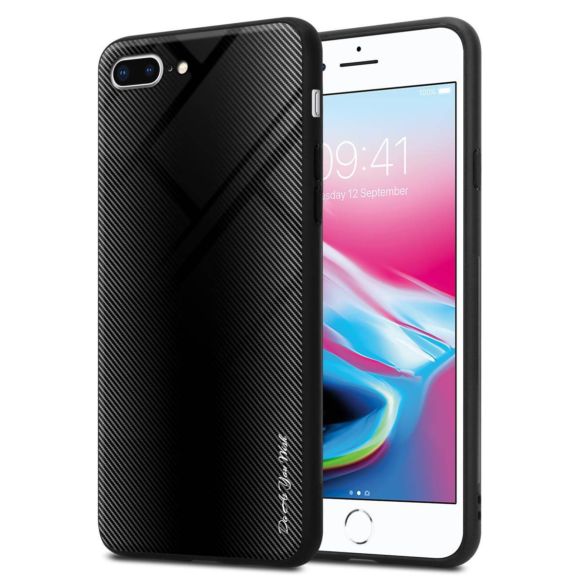 Cadorabo Hülle für Apple iPhone 7 PLUS / 7S PLUS / 8 PLUS Schutz Hülle in Schwarz Handyhülle TPU Etui Cover Case
