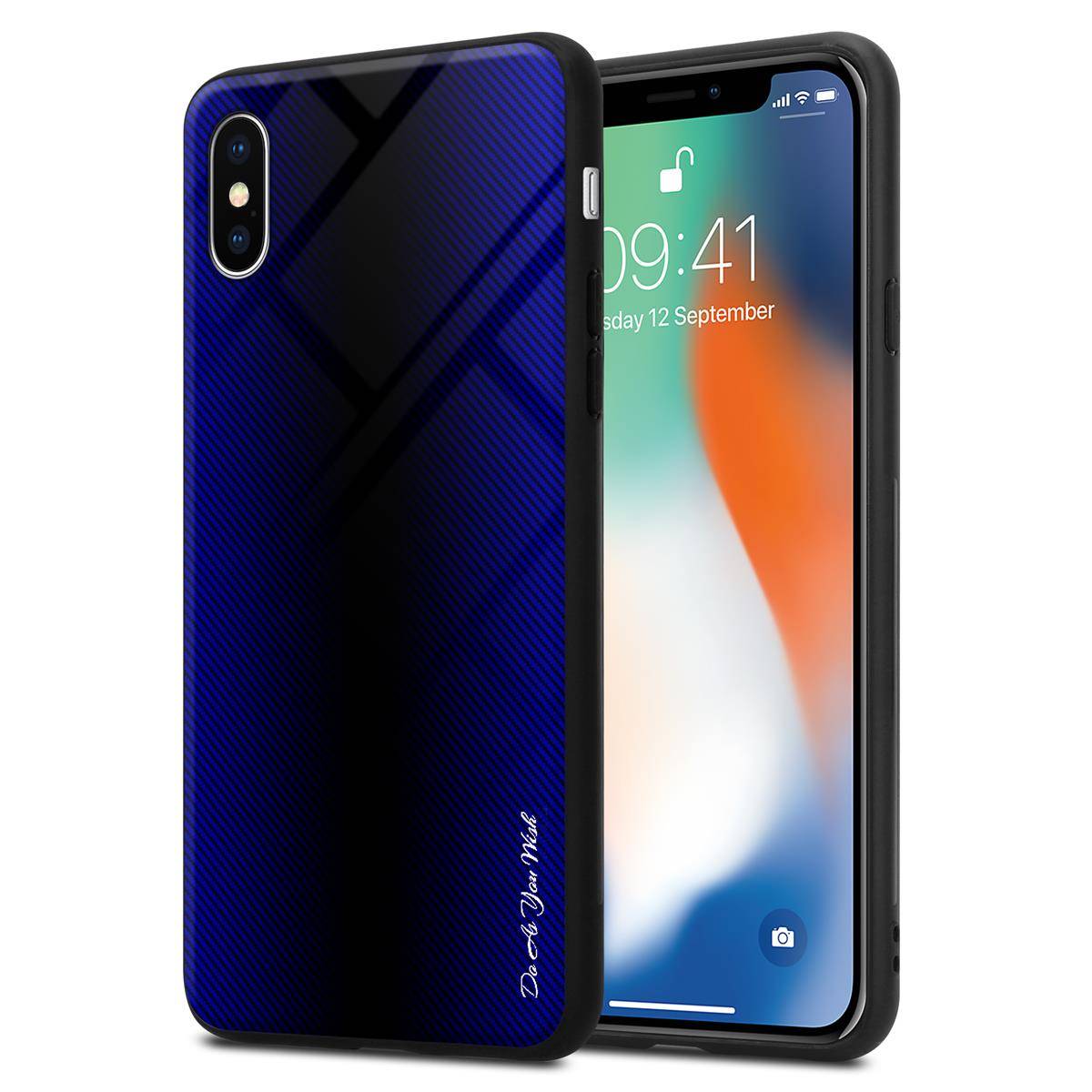 Cadorabo Hülle für Apple iPhone X / XS Schutz Hülle in Lila Handyhülle TPU Etui Cover Case Tempered Glas