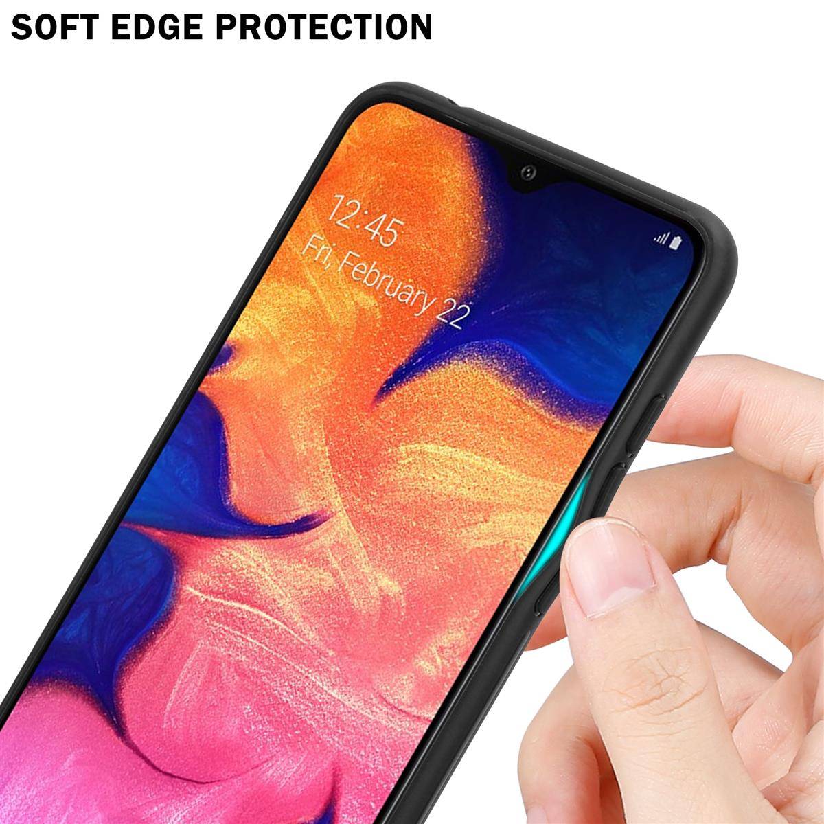 Cadorabo Hülle für Samsung Galaxy A10 / M10 Schutz Hülle in Schwarz Handyhülle TPU Etui Cover Case Tempered Glas