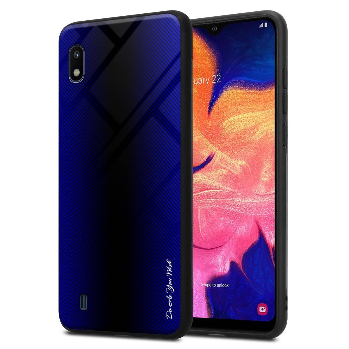 Cadorabo Hülle für Samsung Galaxy A10 / M10 Schutz Hülle in Lila Handyhülle TPU Etui Cover Case Tempered Glas
