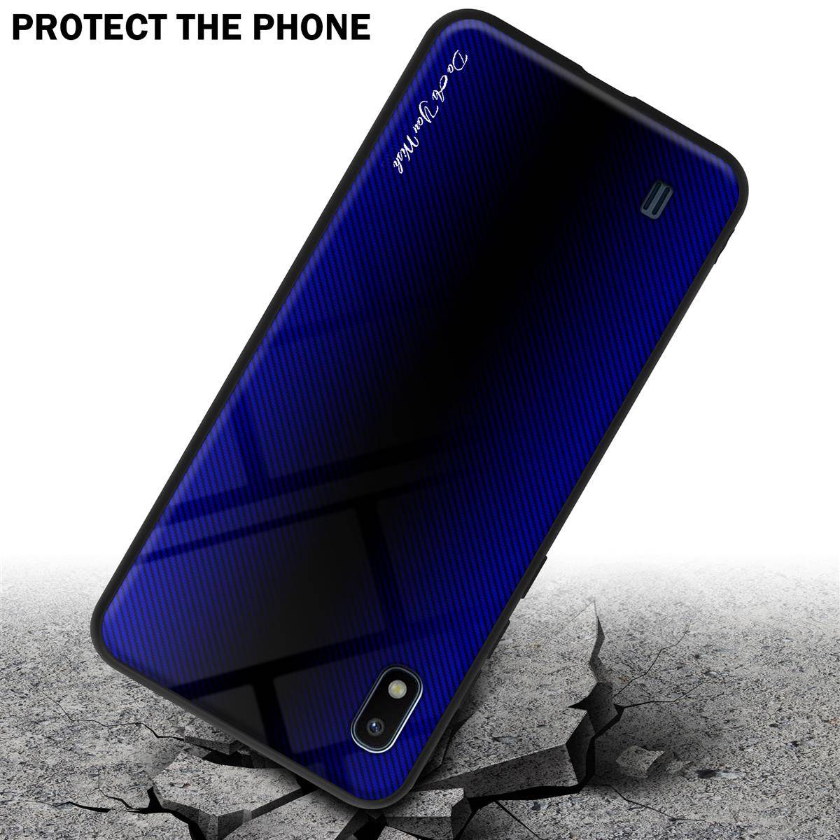 Cadorabo Hülle für Samsung Galaxy A10 / M10 Schutz Hülle in Lila Handyhülle TPU Etui Cover Case Tempered Glas
