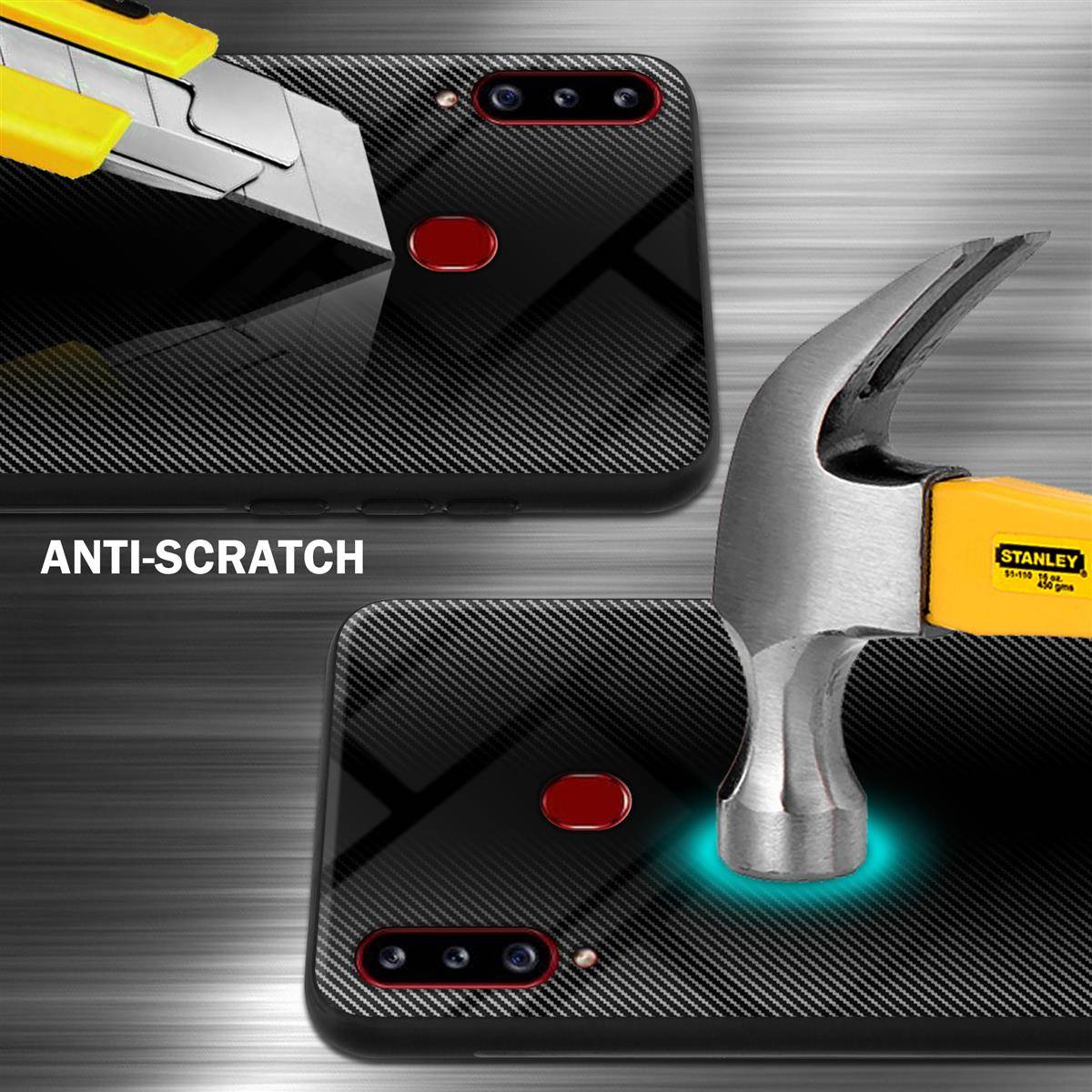 Cadorabo Hülle für Samsung Galaxy A20s Schutz Hülle in Schwarz Handyhülle TPU Etui Cover Case Tempered Glas