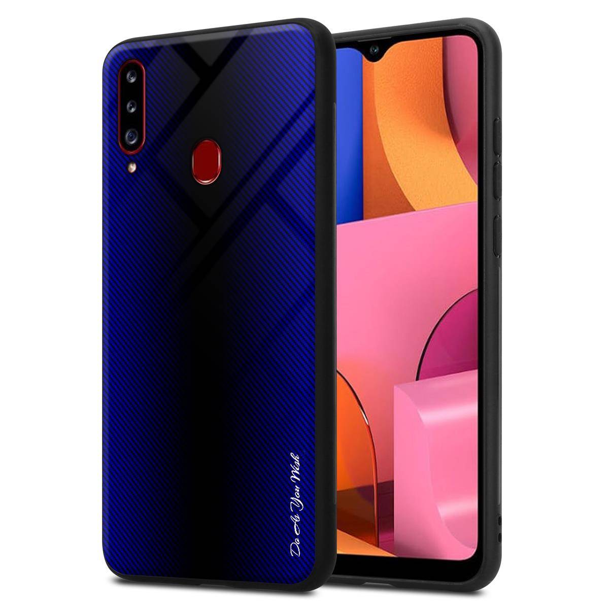 Cadorabo Hülle für Samsung Galaxy A20s Schutz Hülle in Lila Handyhülle TPU Etui Cover Case Tempered Glas