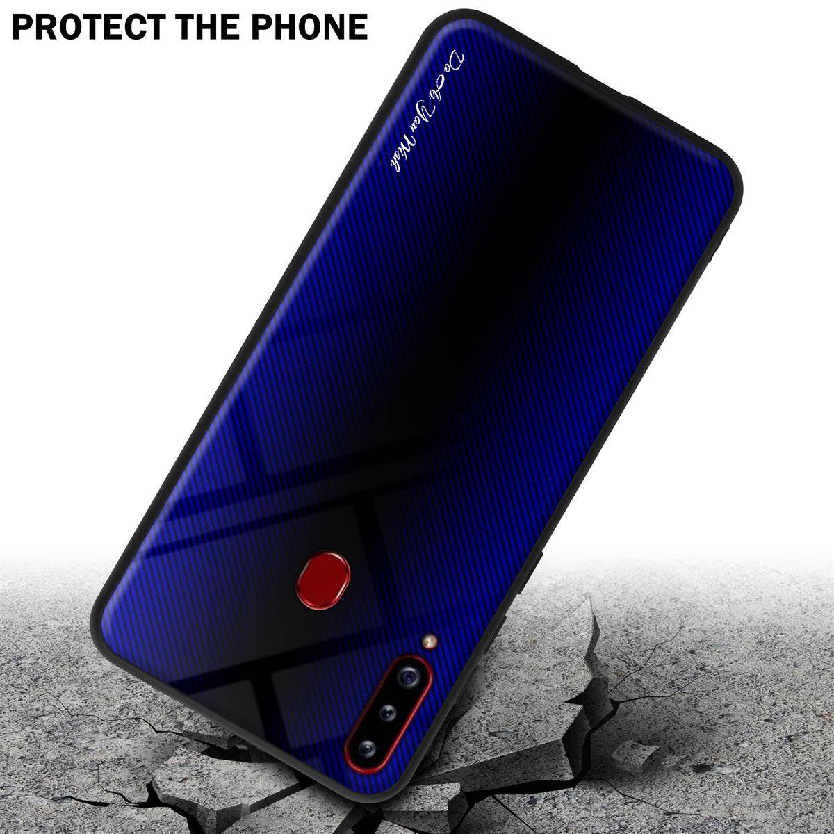 Cadorabo Hülle für Samsung Galaxy A20s Schutz Hülle in Lila Handyhülle TPU Etui Cover Case Tempered Glas