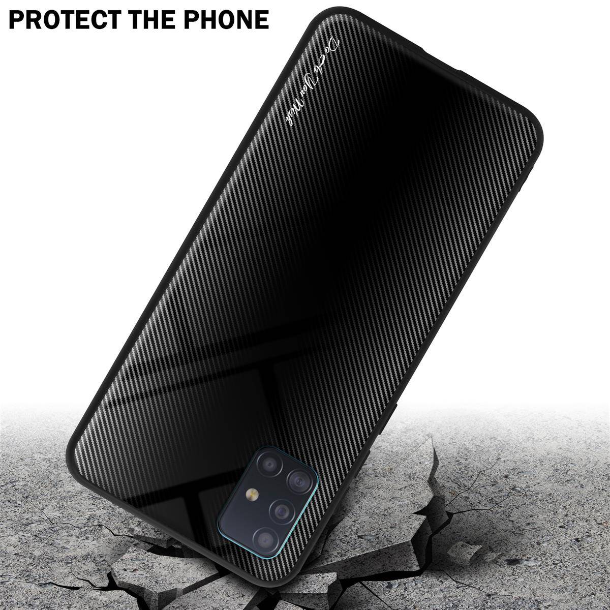 Cadorabo Hülle für Samsung Galaxy A51 4G / M40s Schutz Hülle in Schwarz Handyhülle TPU Etui Cover Case Tempered Glas