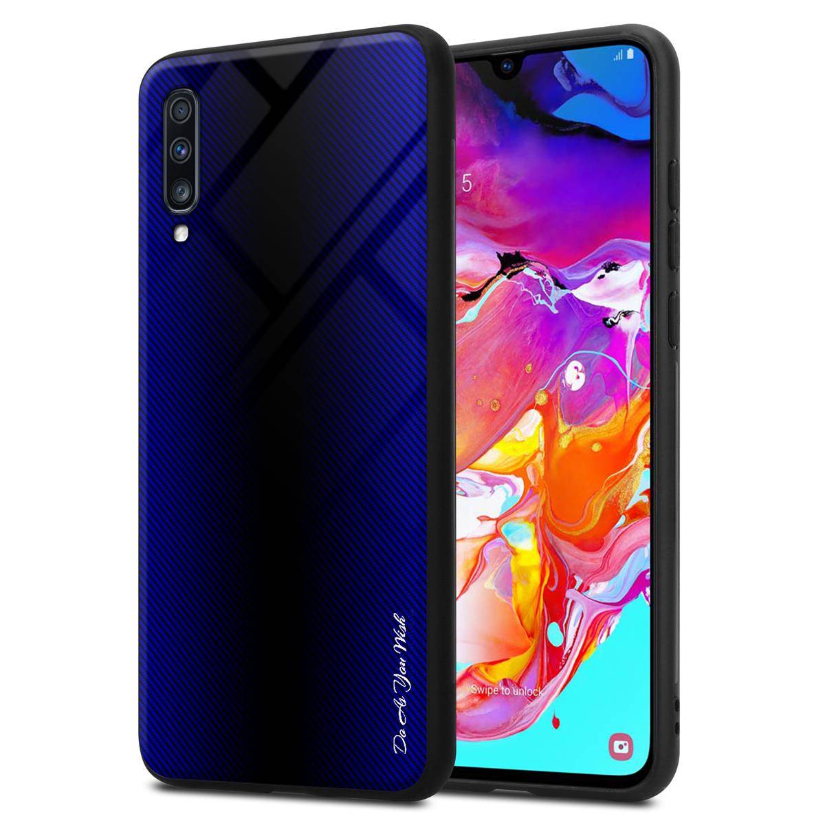 Cadorabo Hülle für Samsung Galaxy A70 / A70s Schutz Hülle in Lila Handyhülle TPU Etui Cover Case Tempered Glas