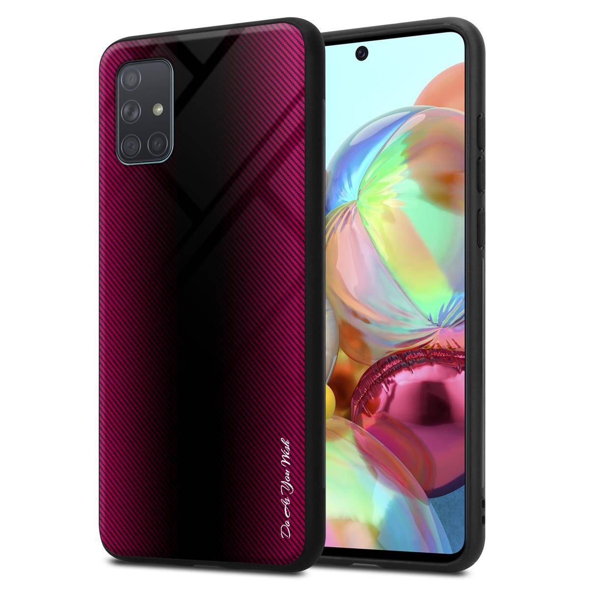 Cadorabo Hülle für Samsung Galaxy A71 4G Schutz Hülle in Pink Handyhülle TPU Etui Cover Case Tempered Glas