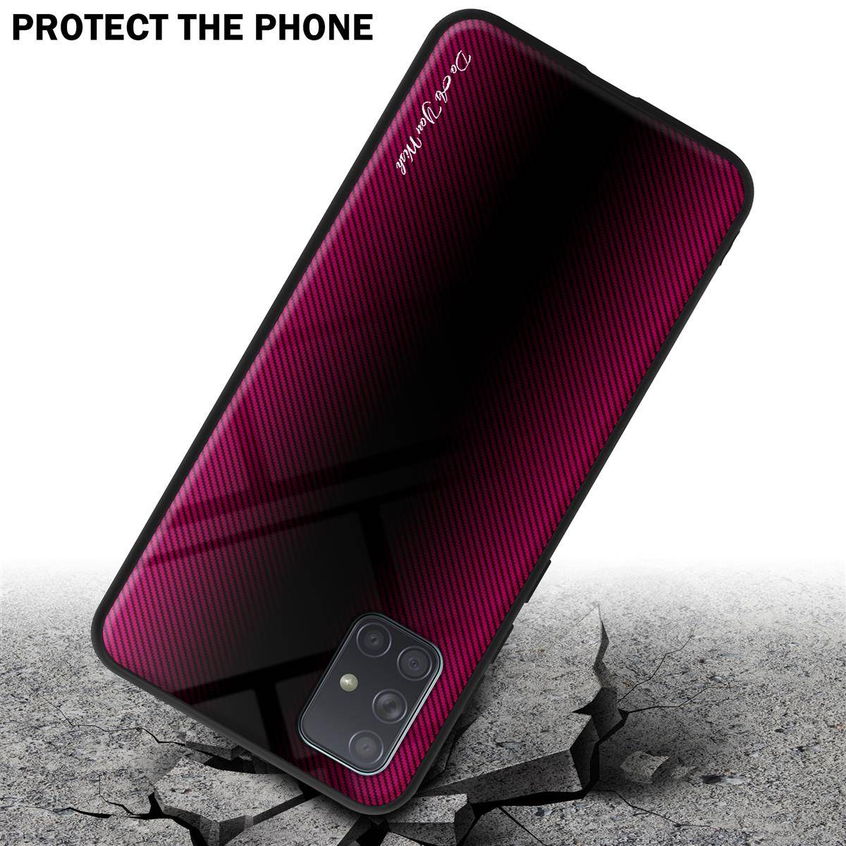 Cadorabo Hülle für Samsung Galaxy A71 4G Schutz Hülle in Pink Handyhülle TPU Etui Cover Case Tempered Glas
