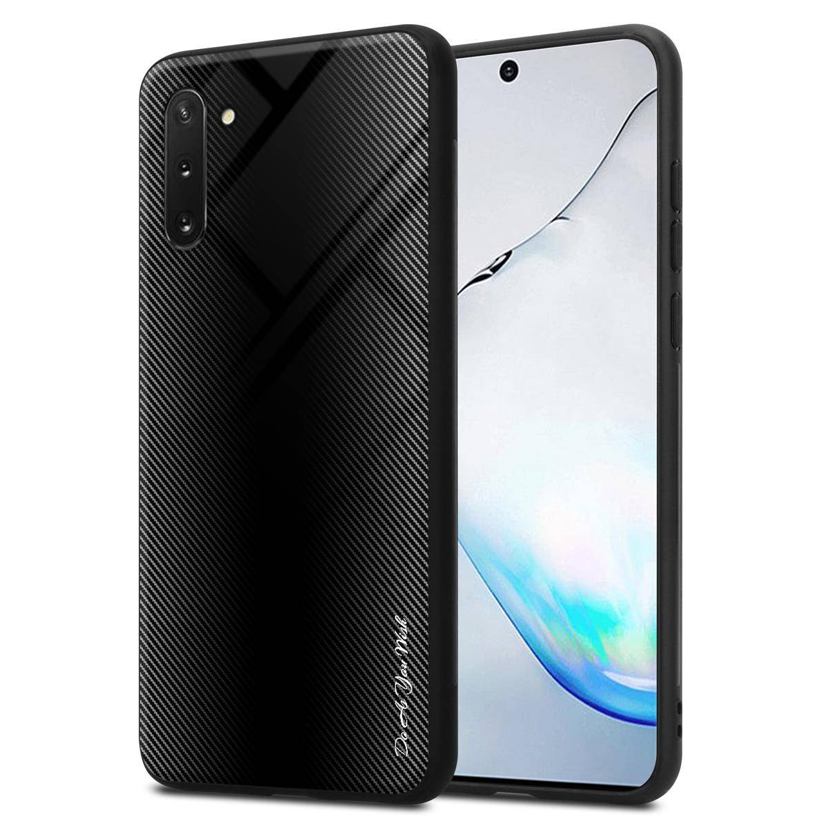 Cadorabo Hülle für Samsung Galaxy NOTE 10 Schutz Hülle in Schwarz Handyhülle TPU Etui Cover Case Tempered Glas
