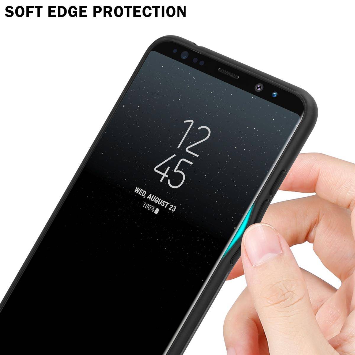 Cadorabo Hülle für Samsung Galaxy NOTE 8 Schutz Hülle in Schwarz Handyhülle TPU Etui Cover Case Tempered Glas