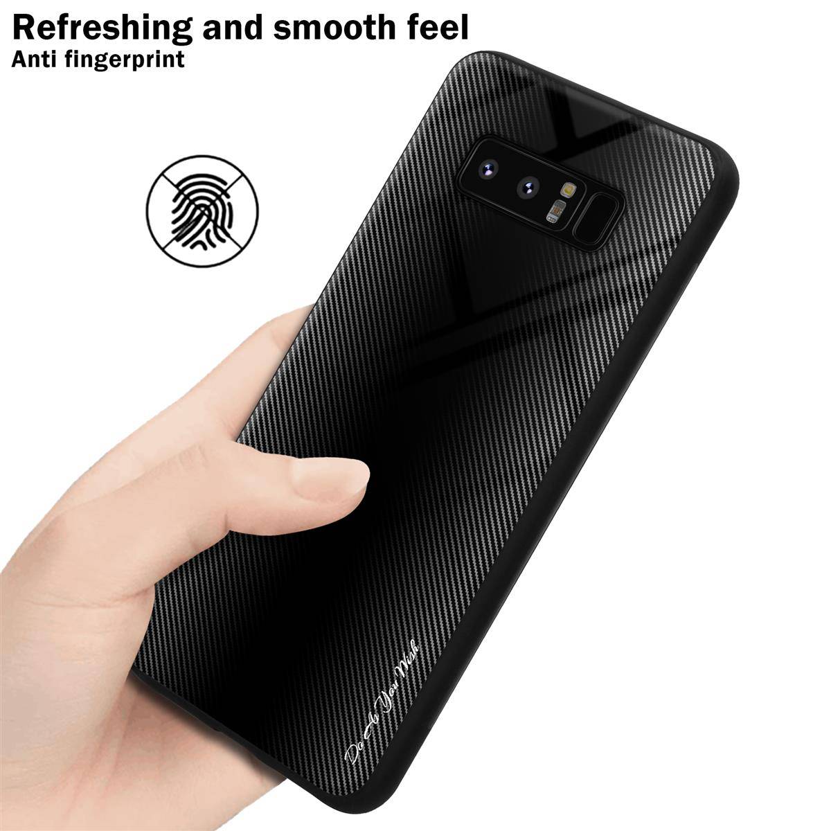 Cadorabo Hülle für Samsung Galaxy NOTE 8 Schutz Hülle in Schwarz Handyhülle TPU Etui Cover Case Tempered Glas