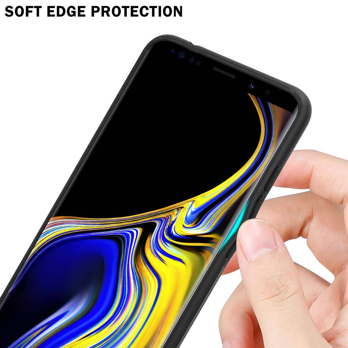 Cadorabo Hülle für Samsung Galaxy NOTE 9 Schutz Hülle in Schwarz Handyhülle TPU Etui Cover Case Tempered Glas