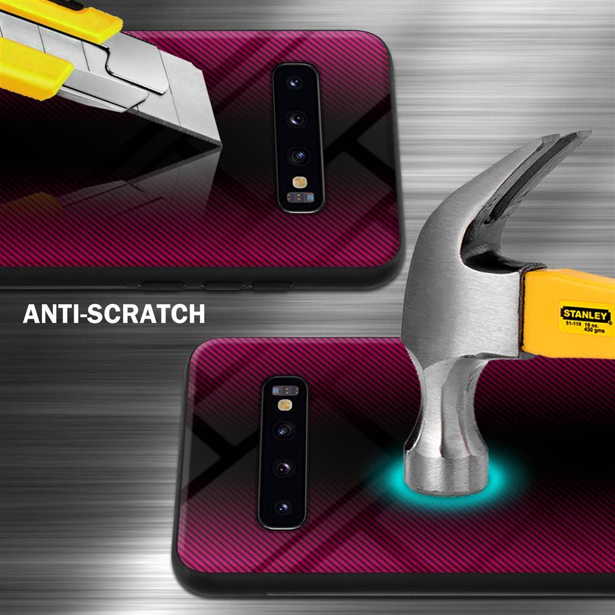 Cadorabo Hülle für Samsung Galaxy S10 4G Schutz Hülle in Pink Handyhülle TPU Etui Cover Case Tempered Glas