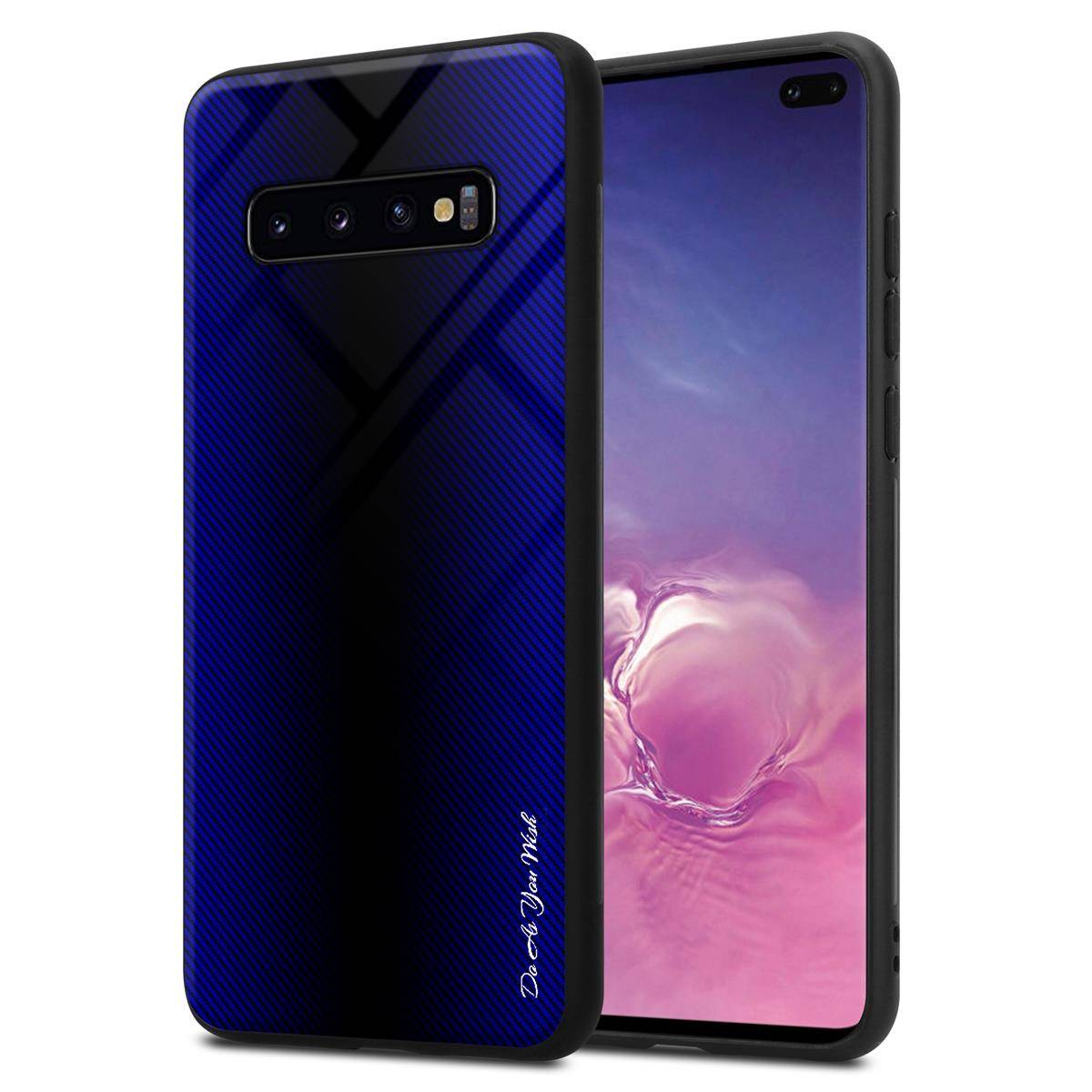 Cadorabo Hülle für Samsung Galaxy S10 PLUS Schutz Hülle in Lila Handyhülle TPU Etui Cover Case Tempered Glas