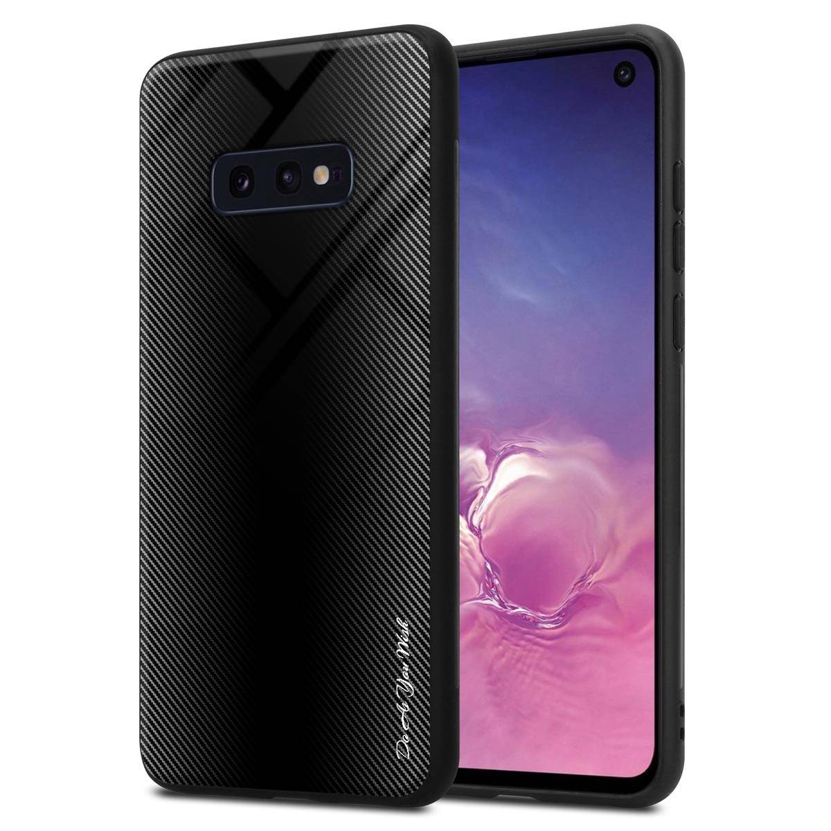 Cadorabo Hülle für Samsung Galaxy S10e Schutz Hülle in Schwarz Handyhülle TPU Etui Cover Case Tempered Glas