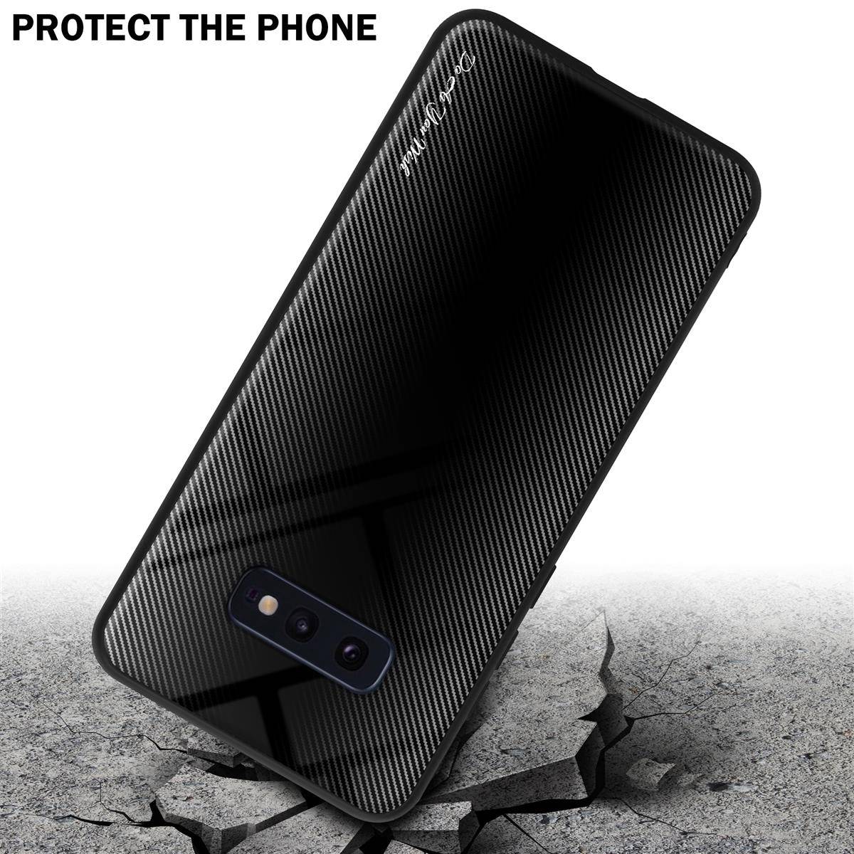 Cadorabo Hülle für Samsung Galaxy S10e Schutz Hülle in Schwarz Handyhülle TPU Etui Cover Case Tempered Glas