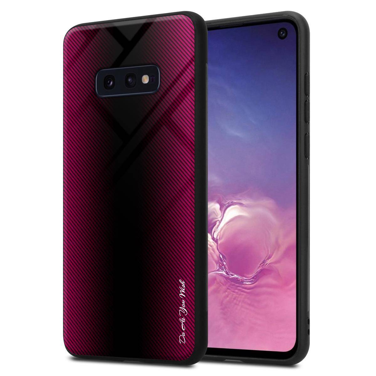 Cadorabo Hülle für Samsung Galaxy S10e Schutz Hülle in Pink Handyhülle TPU Etui Cover Case Tempered Glas