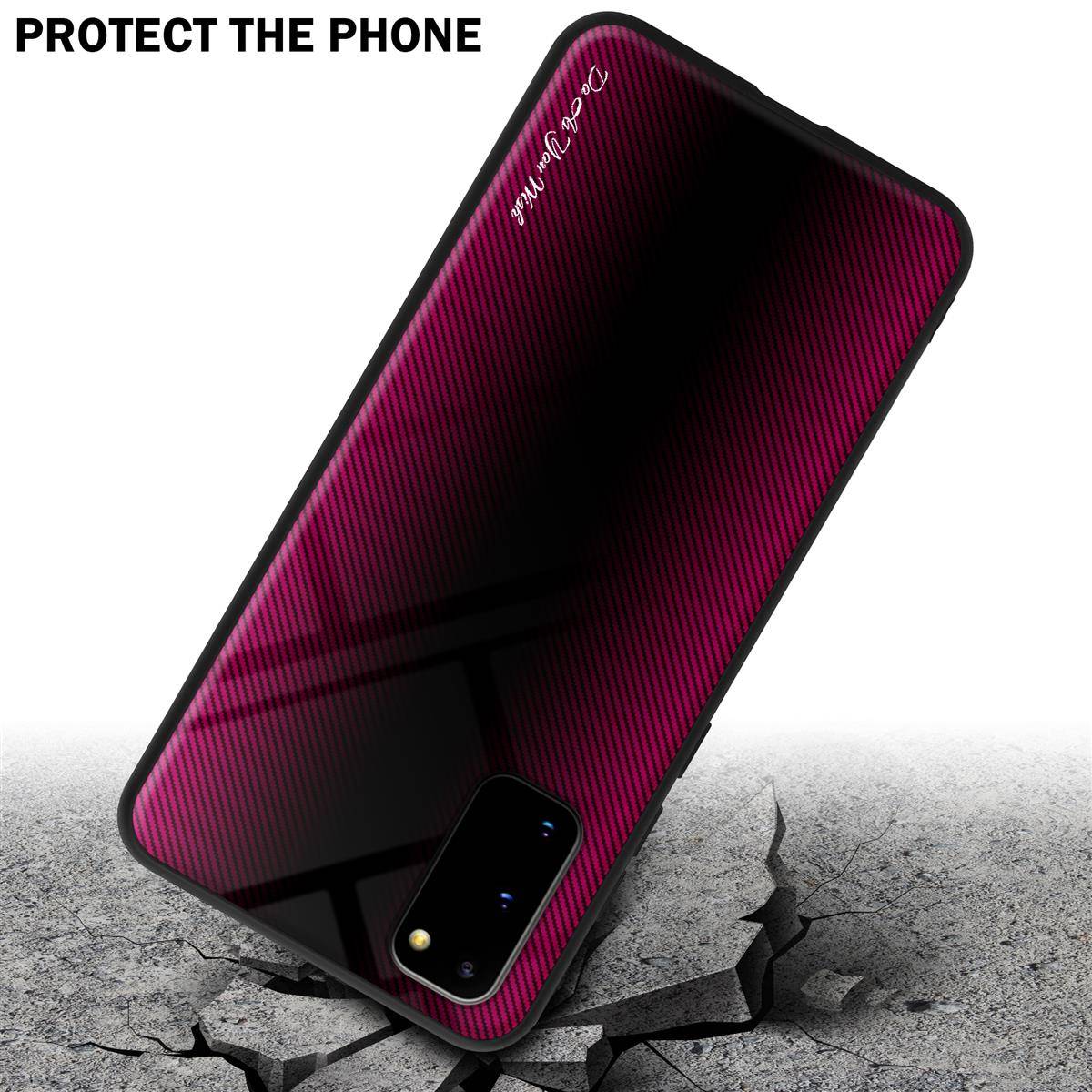 Cadorabo Hülle für Samsung Galaxy S20 Schutz Hülle in Pink Handyhülle TPU Etui Cover Case Tempered Glas