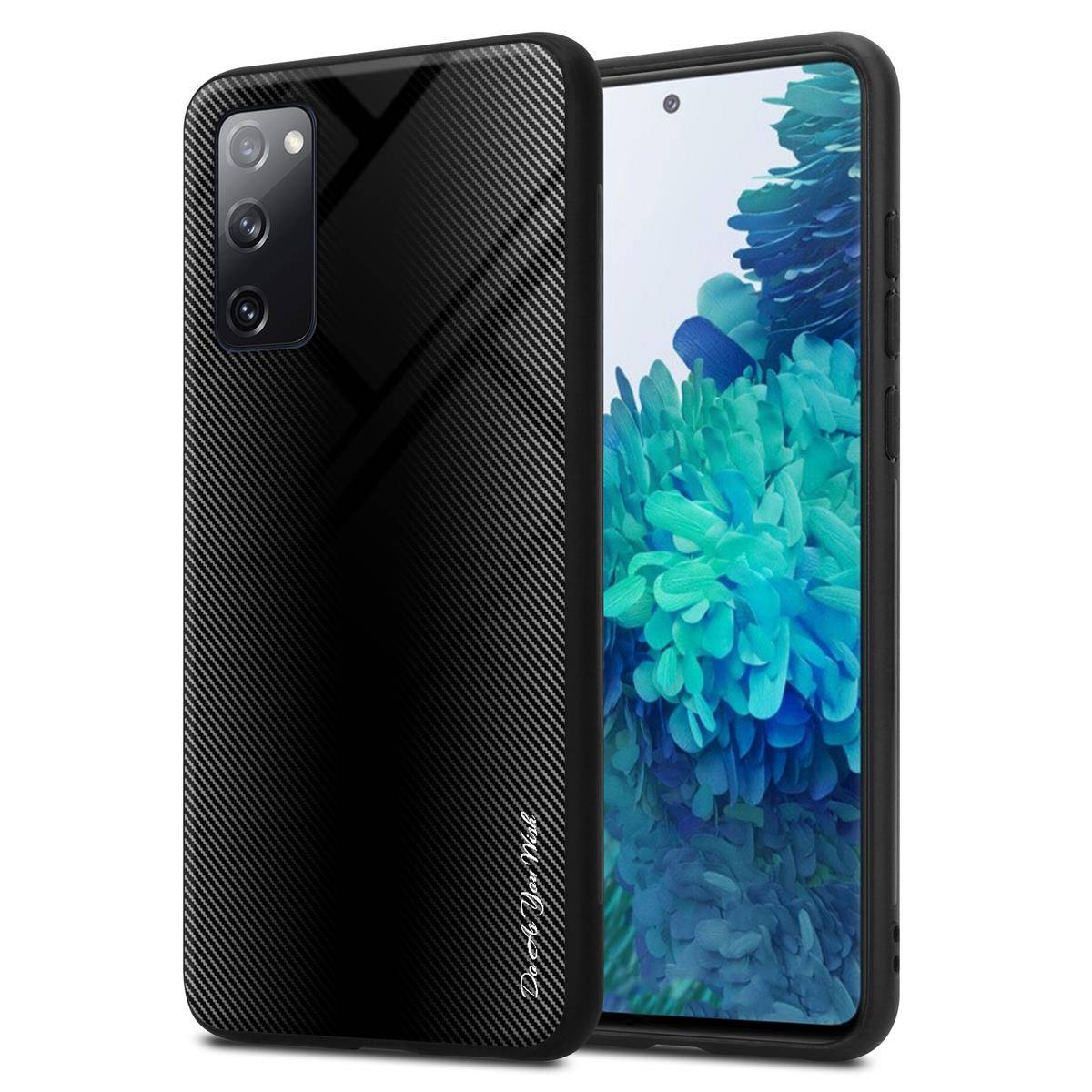 Cadorabo Hülle für Samsung Galaxy S20 FE Schutz Hülle in Schwarz Handyhülle TPU Etui Cover Case Tempered Glas